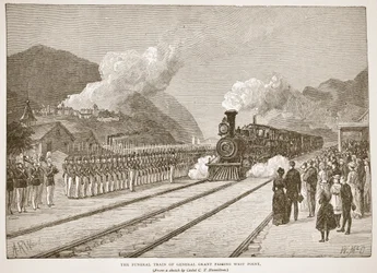 Der Trauerzug von General Grant passiert West Point, aus einem Buch veröffentlicht 1896